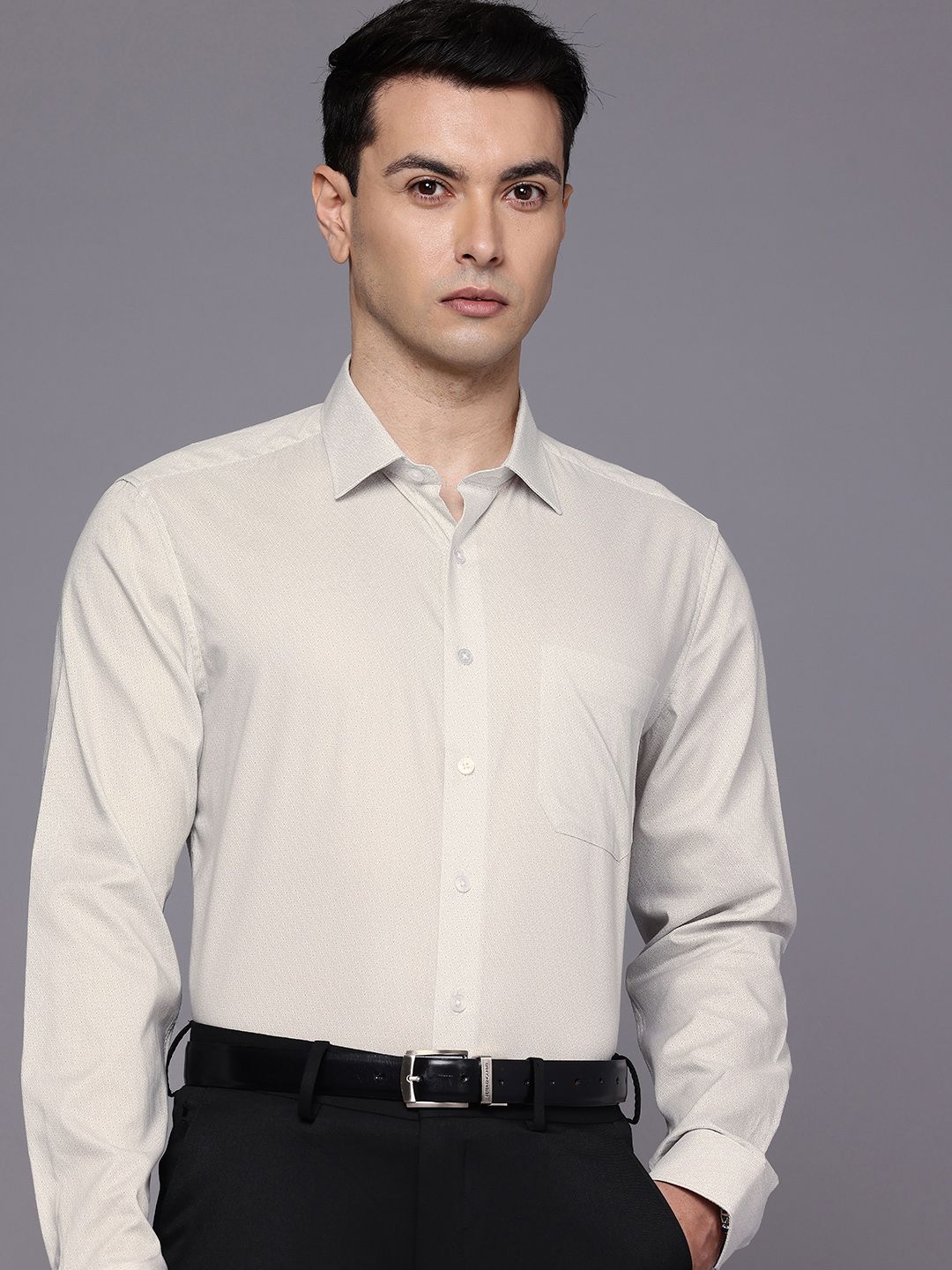 Louis Philippe Slim Fit Geometric Printed Pure Cotton Formal Shirt-picture-21