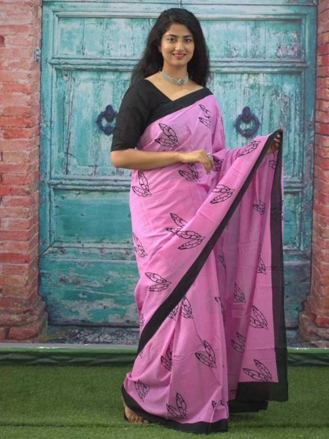 Craft Musium Floral Printed Pure Cotton Saree With Blouse-picture-27