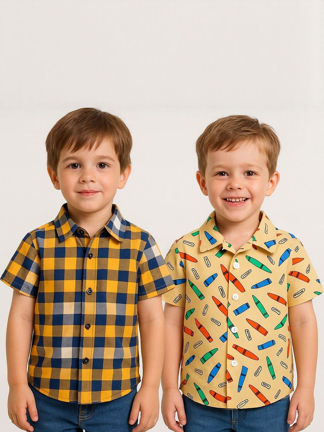 SHREE VANKIYA HANUMANJI FASHION Boys Pack Of 2 Spread Collar Casual Cotton Shirt-picture-12