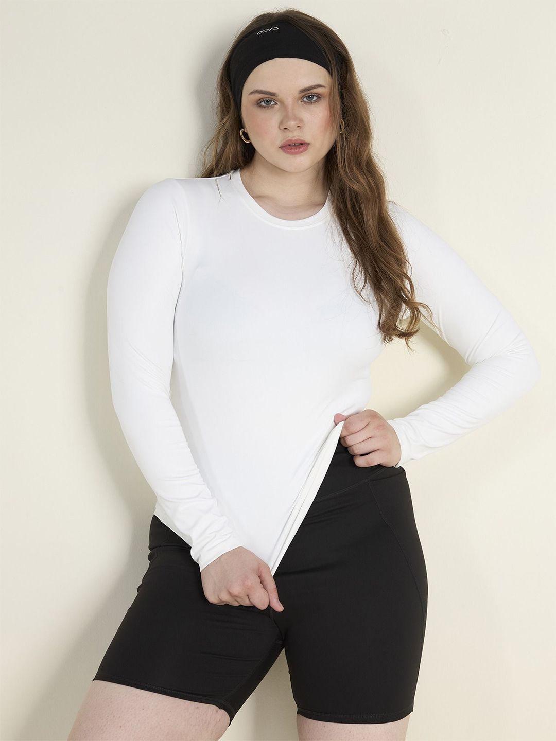 CAVA Women Sculpt Crew Neck Full Sleeves Snug Fit Regular Fitted Top-picture-27