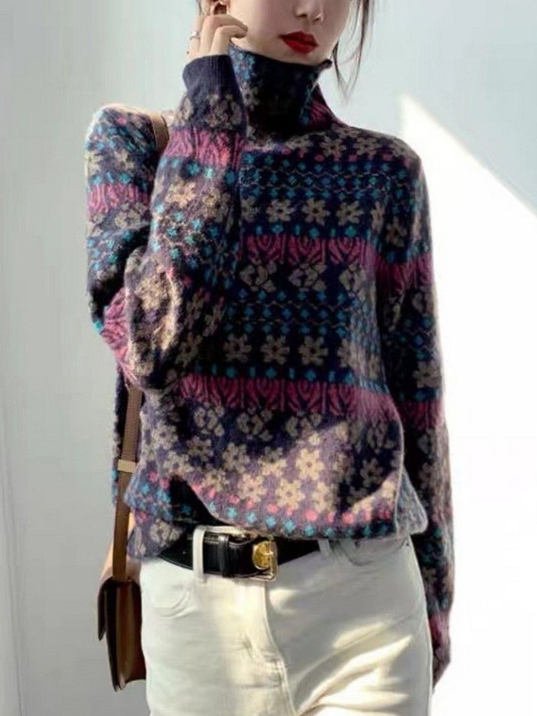 StyleCast Women Printed Turtleneck Pullover-picture-41