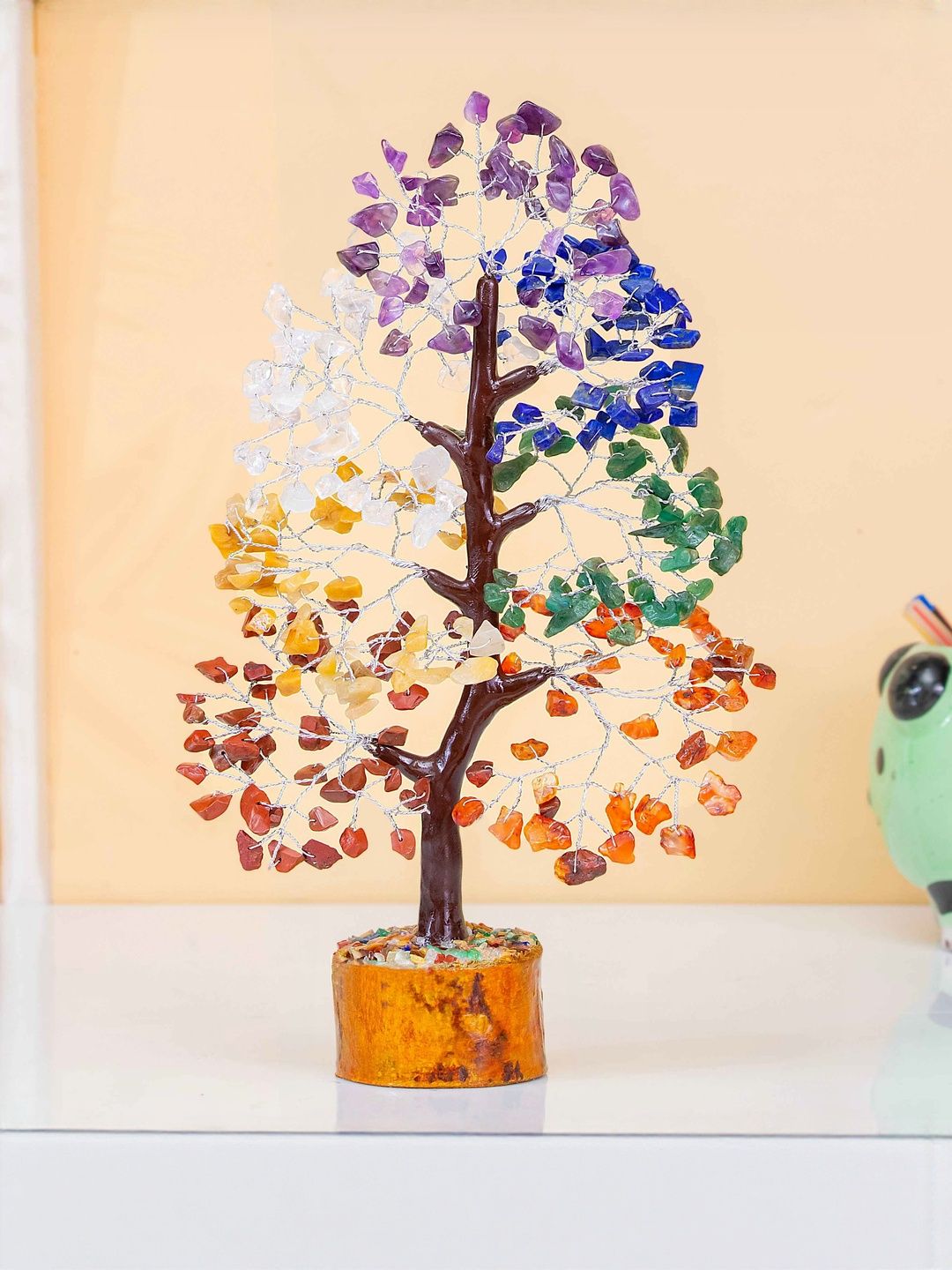 HINDCRAFT Silver Wire 7 Chakra Crystal Tree Showpiece-picture-51