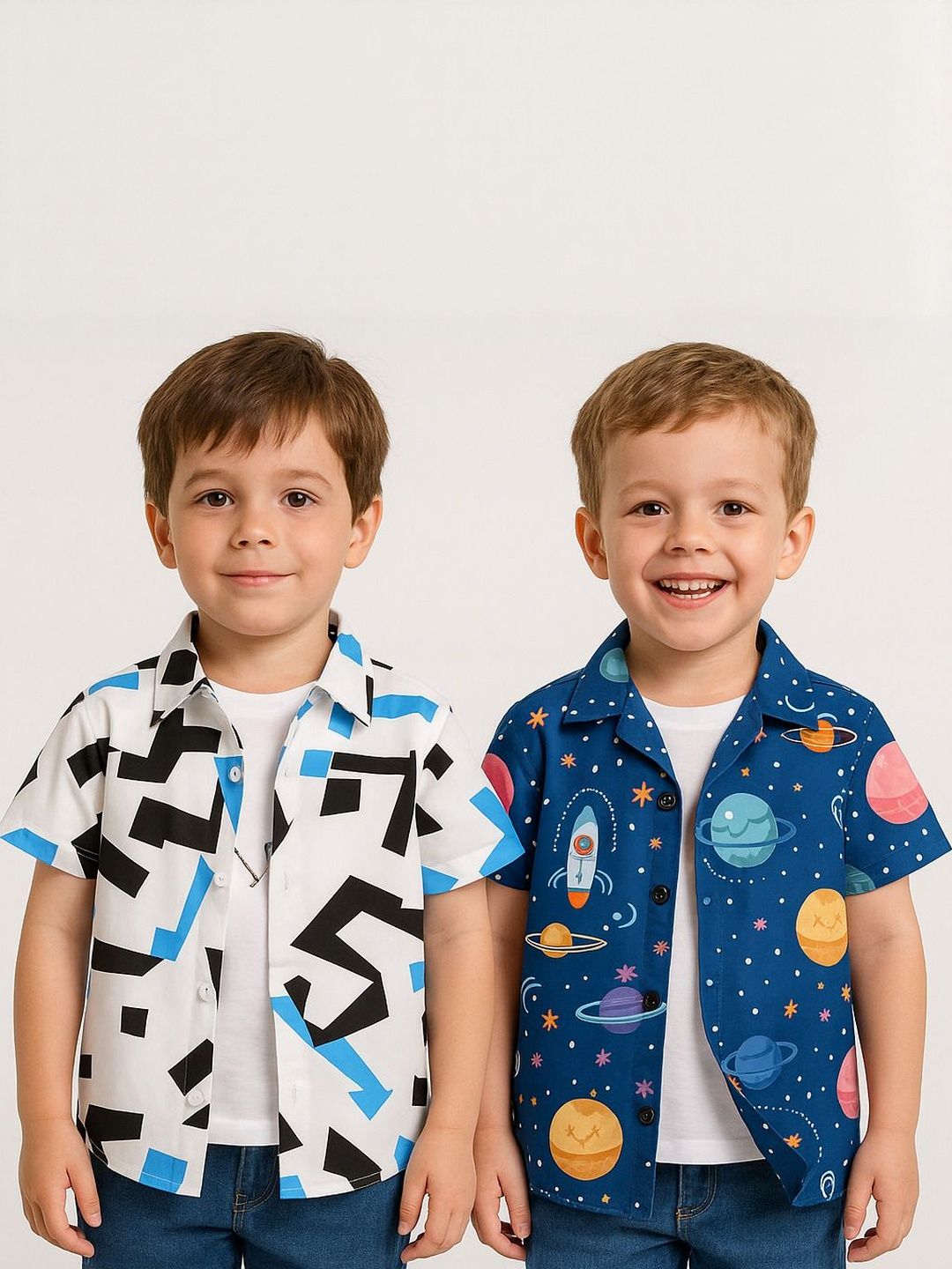 SHREE VANKIYA HANUMANJI FASHION Kids Set of 2 Cotton Printed Regular Fit Shirt-picture-25