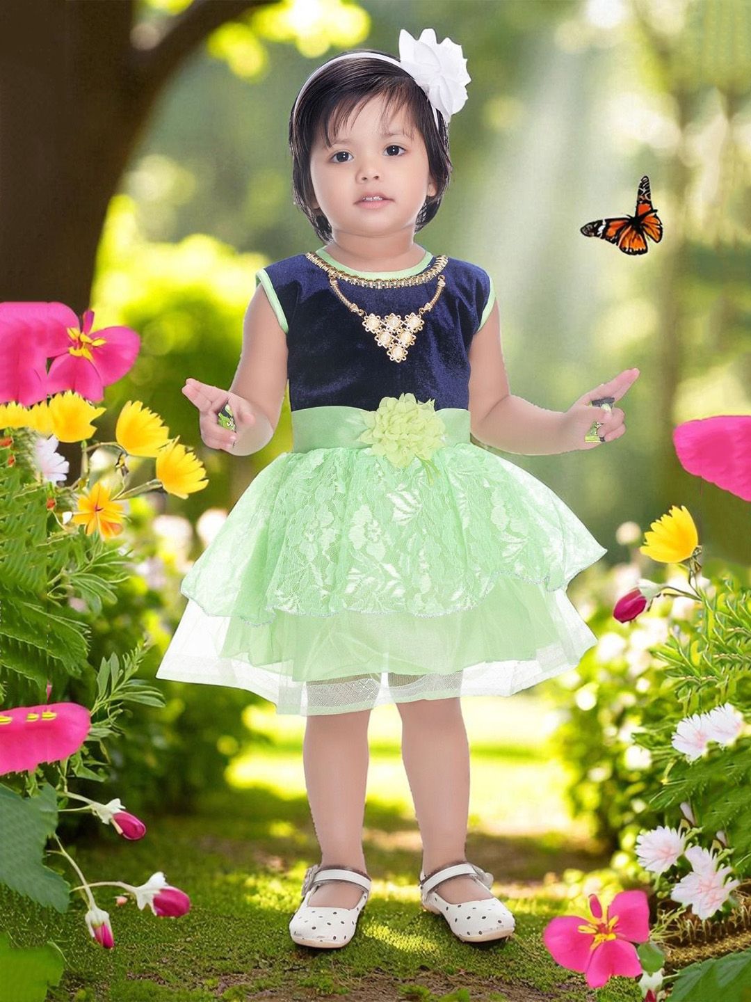 NEW GEN Girls Self-Designed Fit & Flare Dress-image-2