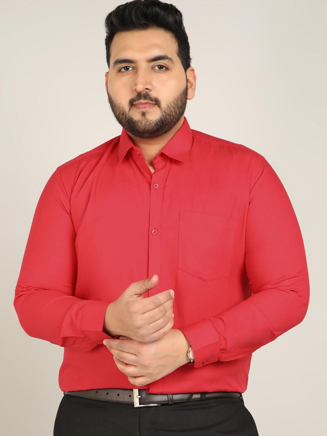 Metronaut Men Plus Size Solid Spread Collar Cotton Formal Shirt-picture-19