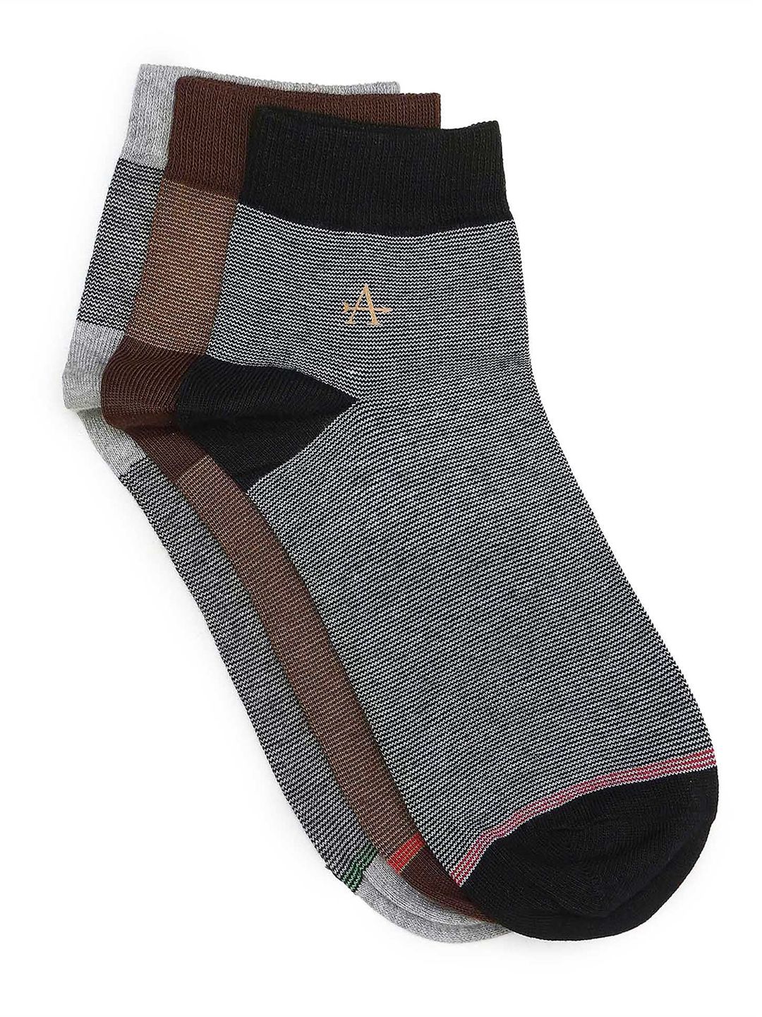 Arrow Men Pack Of 3 Patterned Pure Cotton Ankle Length Socks-picture-16