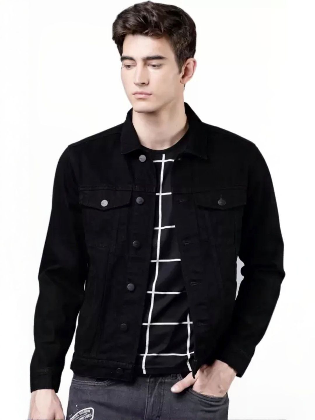 Mevan Men Black Solid Denim Jacket-image-17