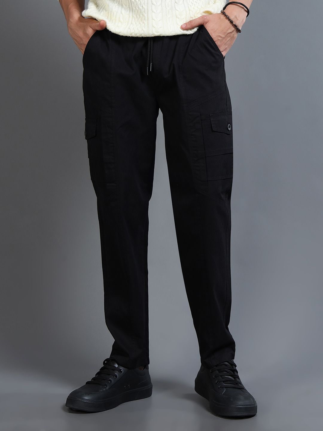 THE BEETEL HOUSE Men Comfort Straight Fit Easy Wash Cargos Trousers-picture-36