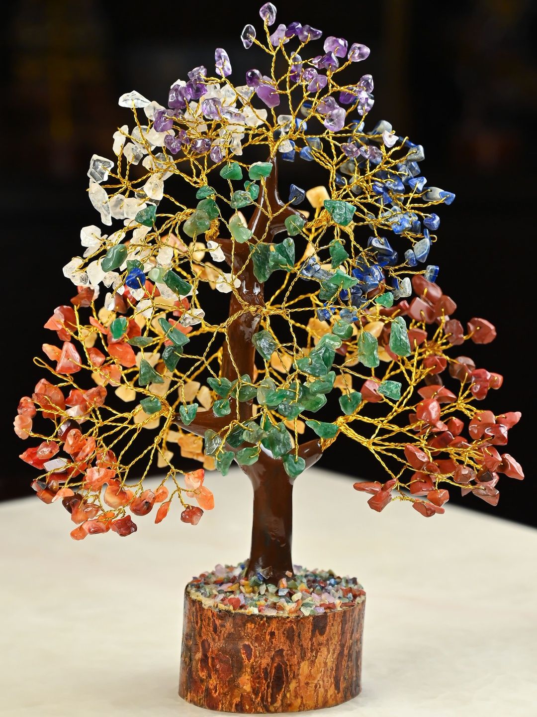 HINDCRAFT Gold-Toned Fengshui Crystal Tree 300 Beads Curio Showpiece-image-31