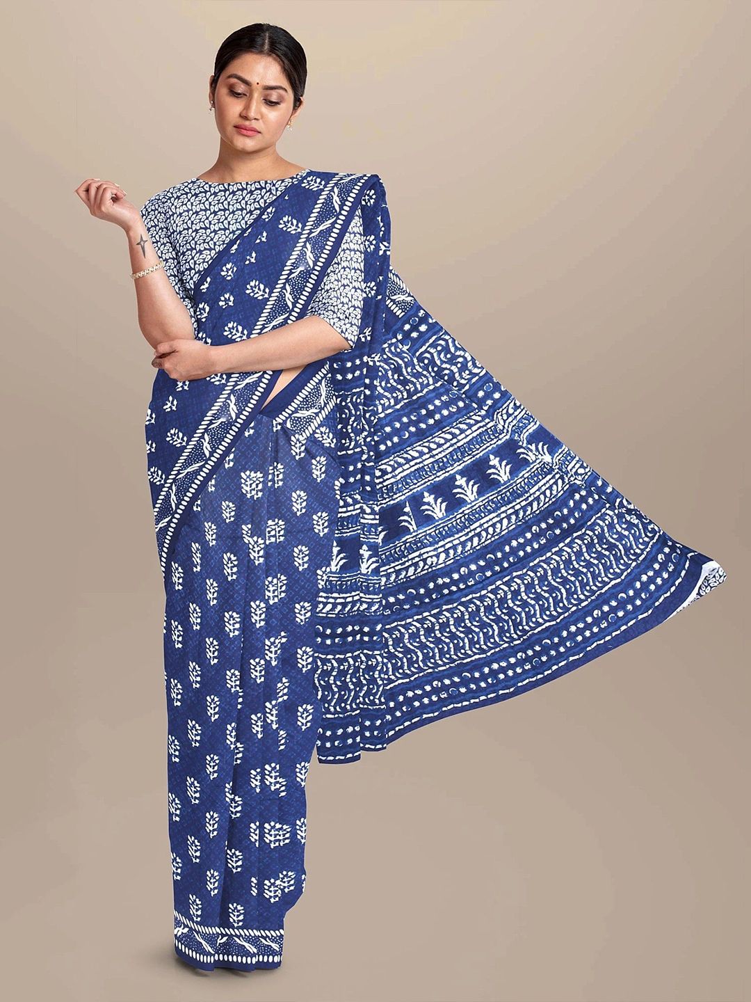 Craft Musium Ethnic Motifs Printed Pure Cotton Saree-picture-34