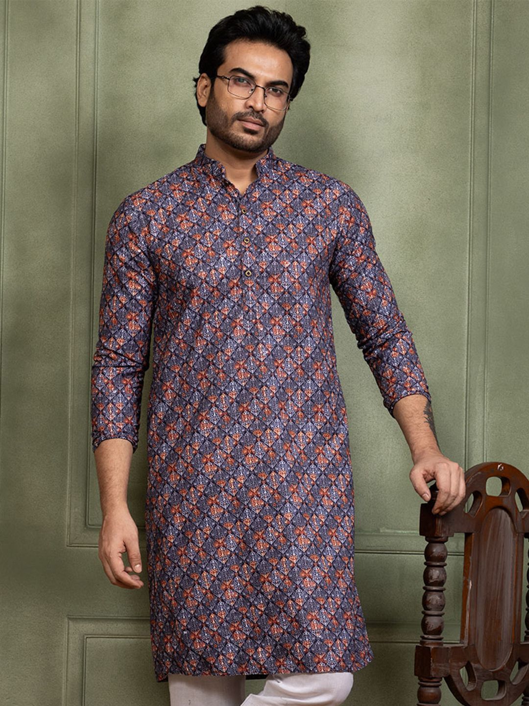 DEVOILER Men Ethnic Motifs Printed Kurta-picture-55