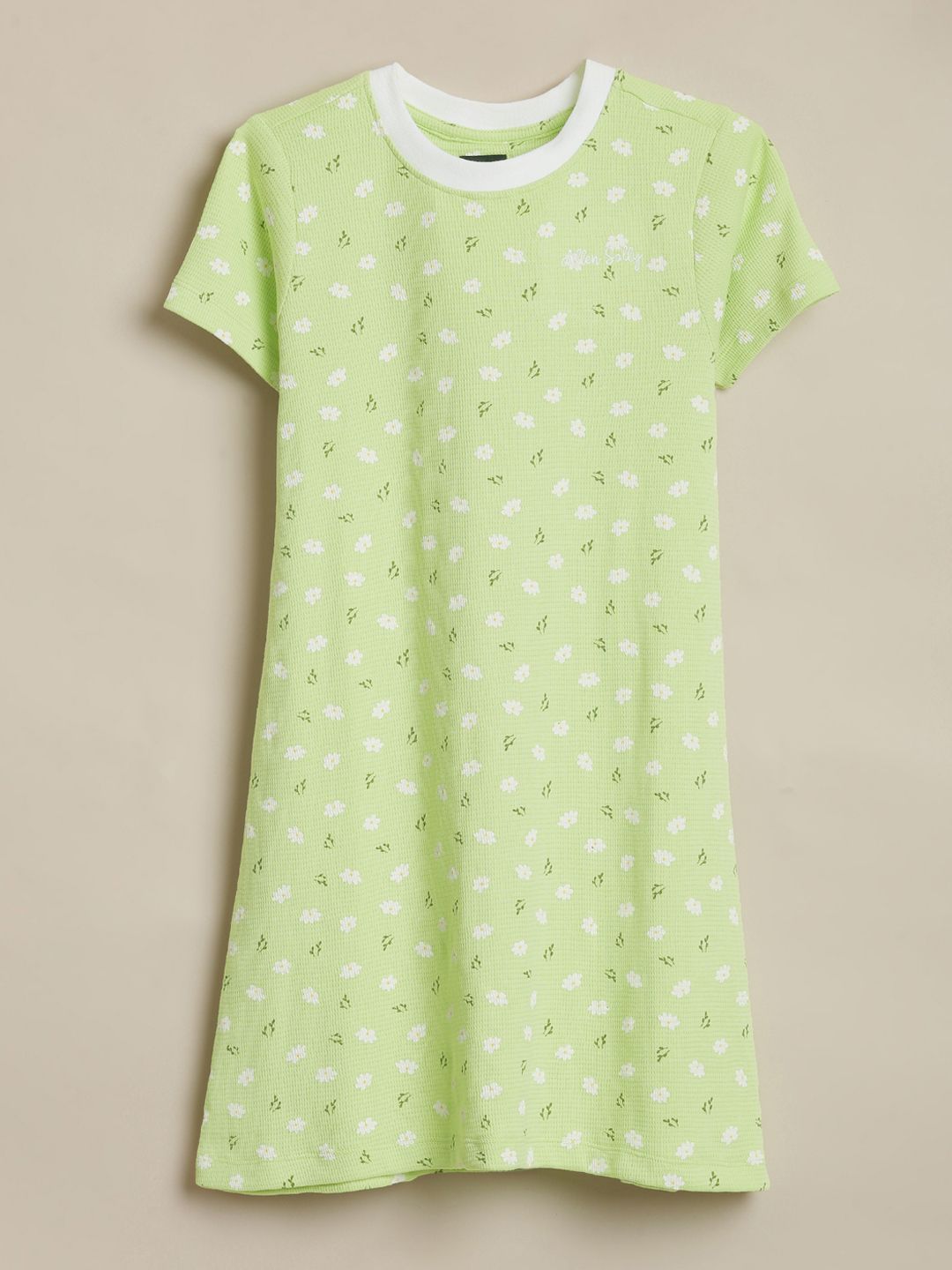 Allen Solly Junior Girls Floral Printed Pure Cotton Round Neck A-Line Dress-picture-25