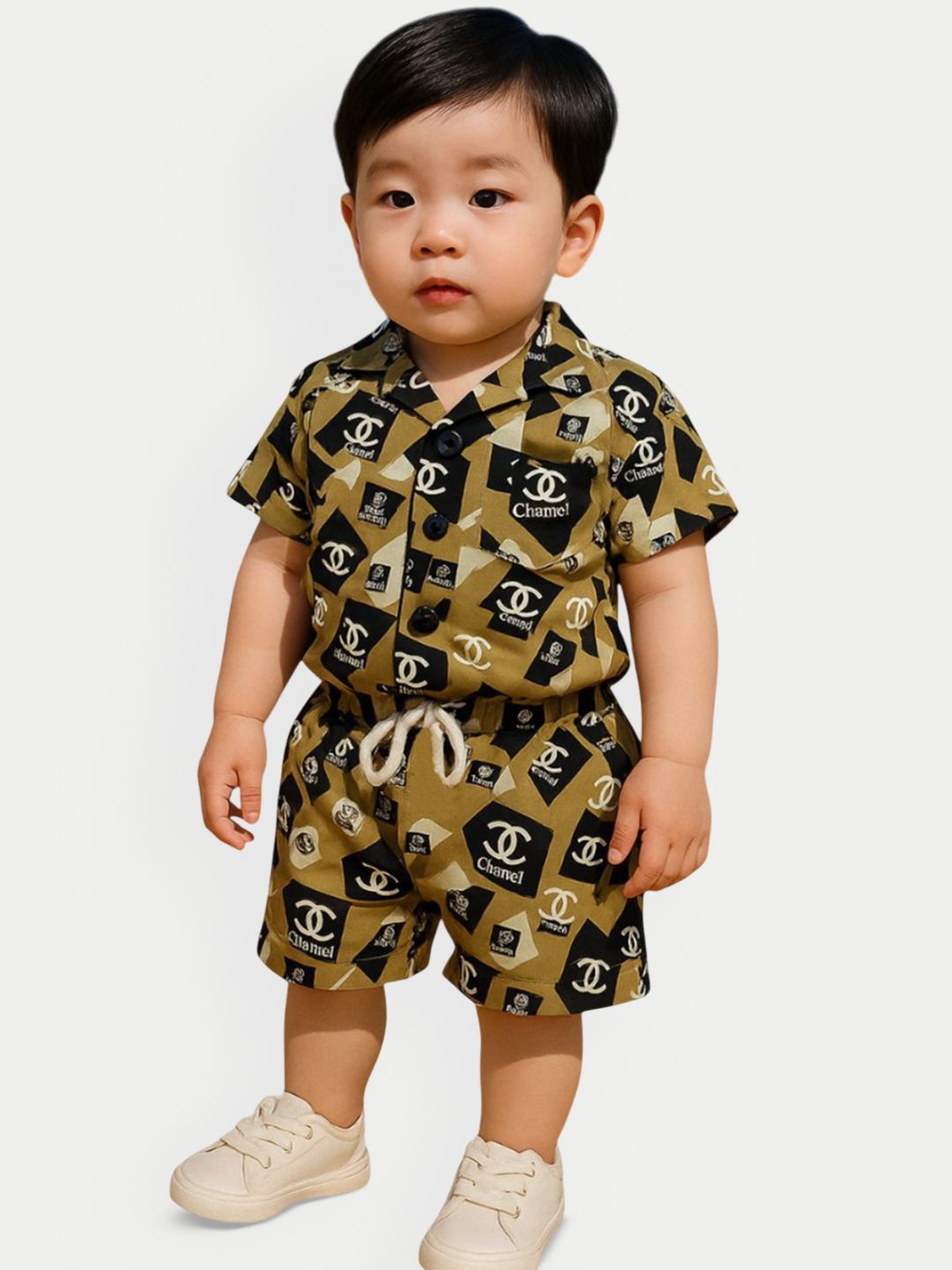 FASHION GRAB Boys Geometric Printed Pure Cotton Shirt With Shorts-picture-52