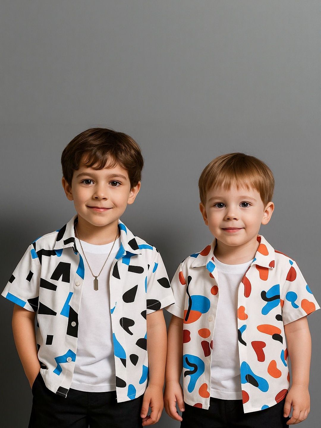 SHREE VANKIYA HANUMANJI FASHION Unisex Kids Pack of 2 Cotton Regular Fit Casual Shirt-picture-12