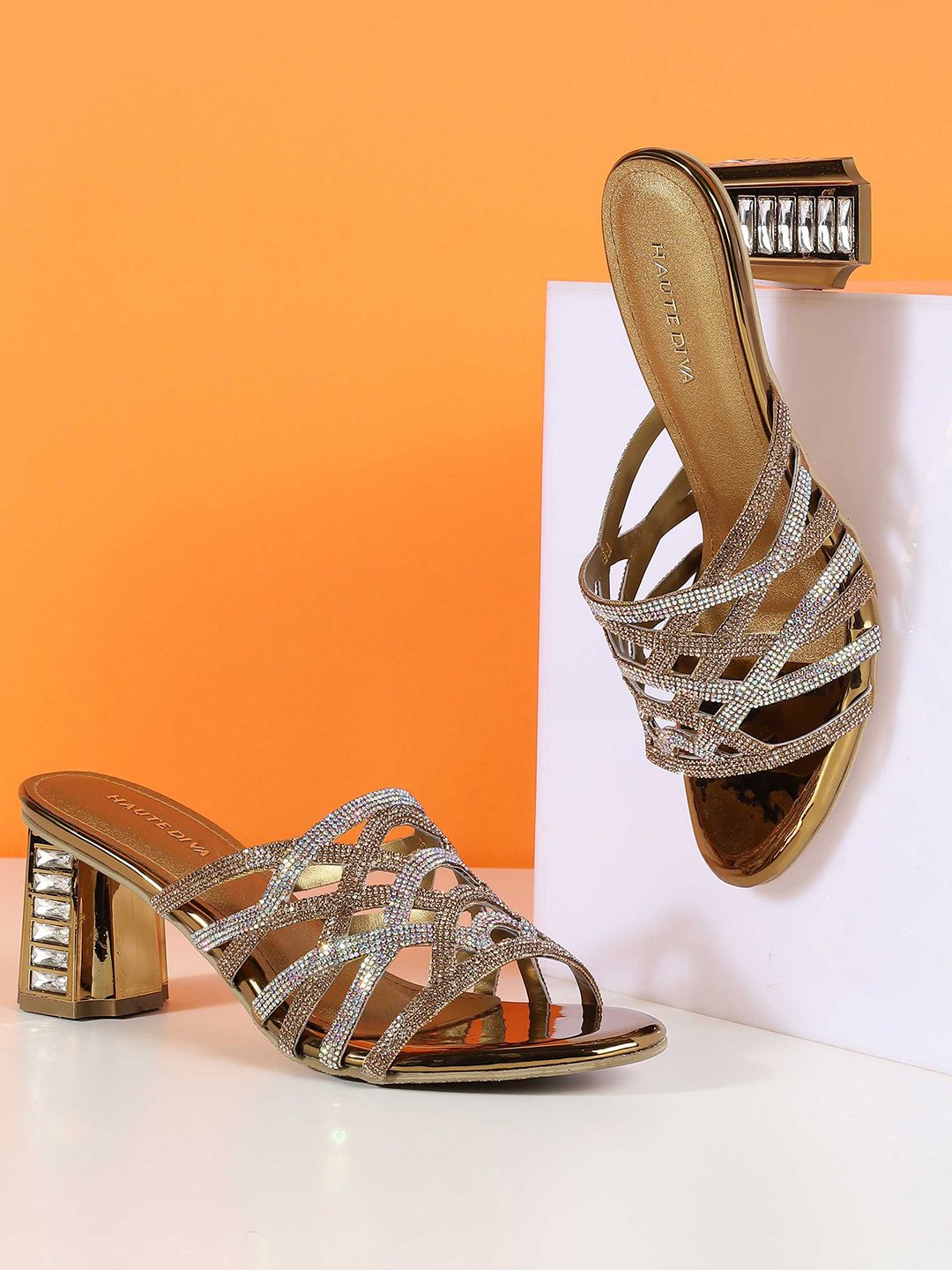 Mochi Women Embellished Open Toe Block Heel Sandals-picture-41