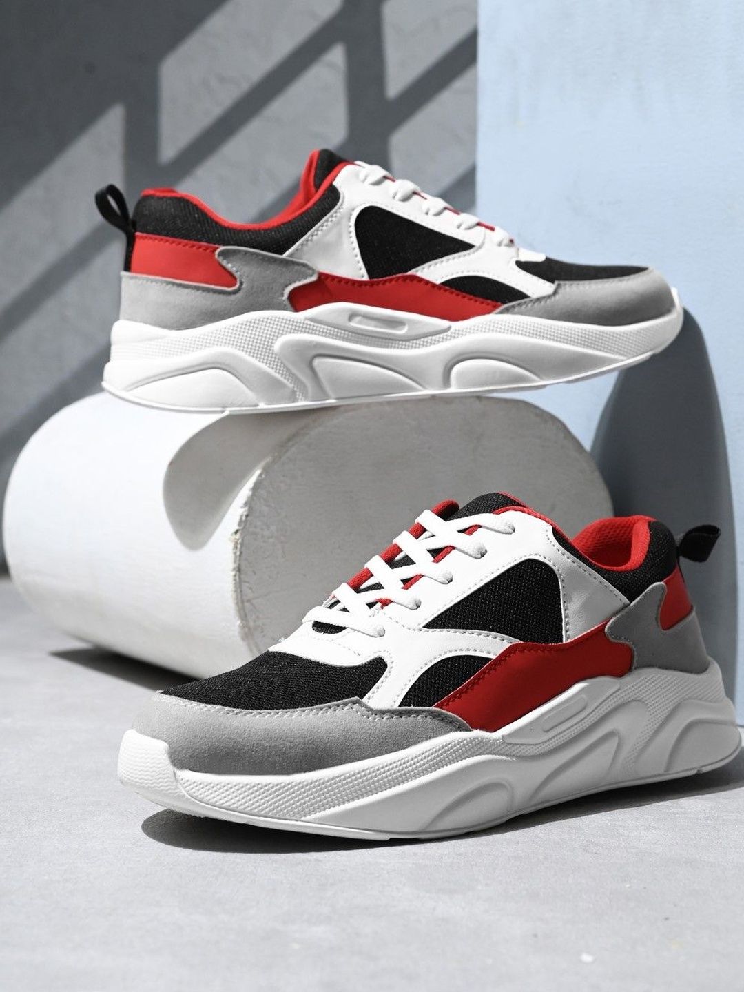 Roadster Men Red Round Toe Comfort Insole Chunky Casual Lace-Ups Sneakers-picture-13