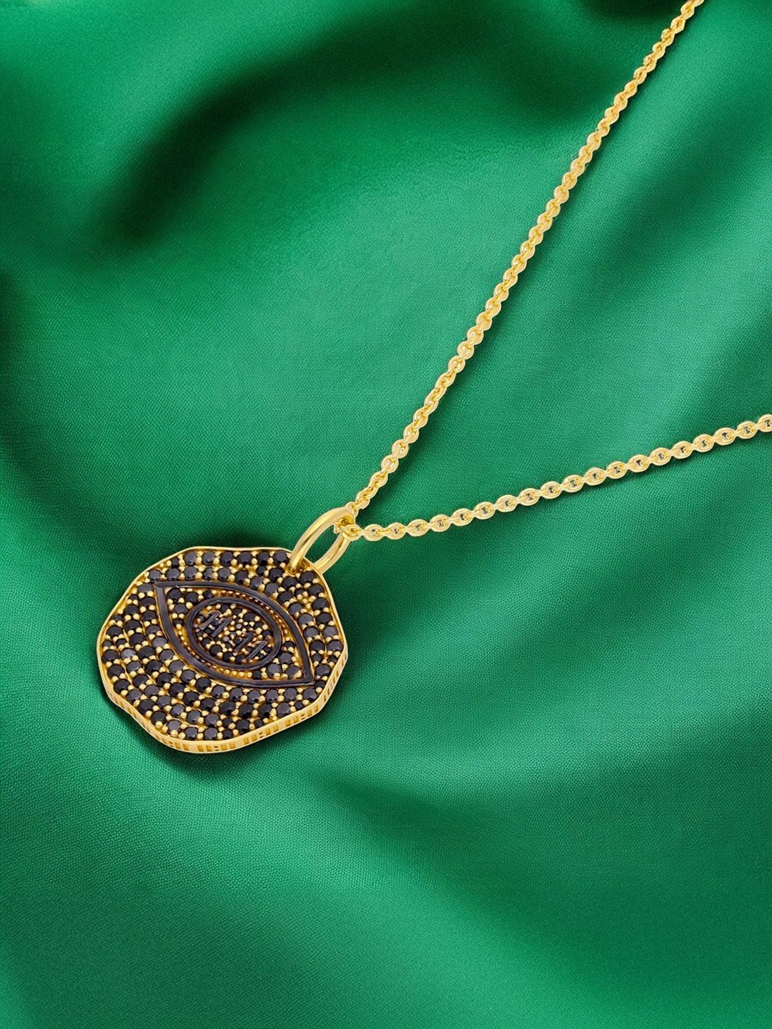 Crash.Club By CKC Silver Cubic Zirconia Studded Contemporary Shaped Pendant With Chain-image-43