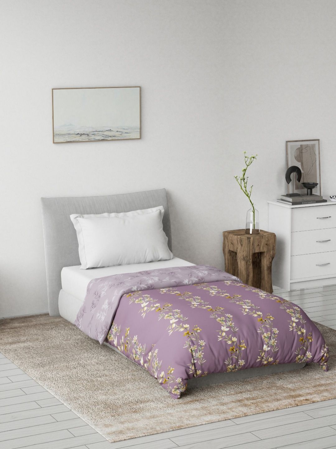 DDecor Purple Floral Printed Mild Winter 120 GSM Single Bed Dohar-image-32