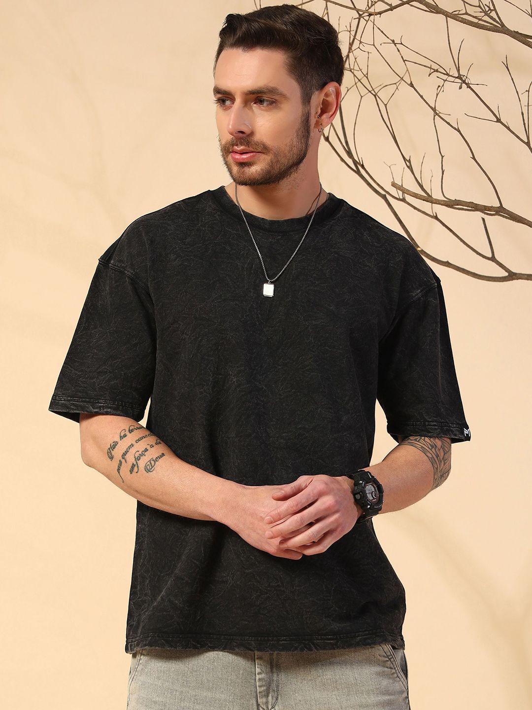 PockMAN Men Solid Round Neck Cotton Relaxed Fit T-shirt-picture-47