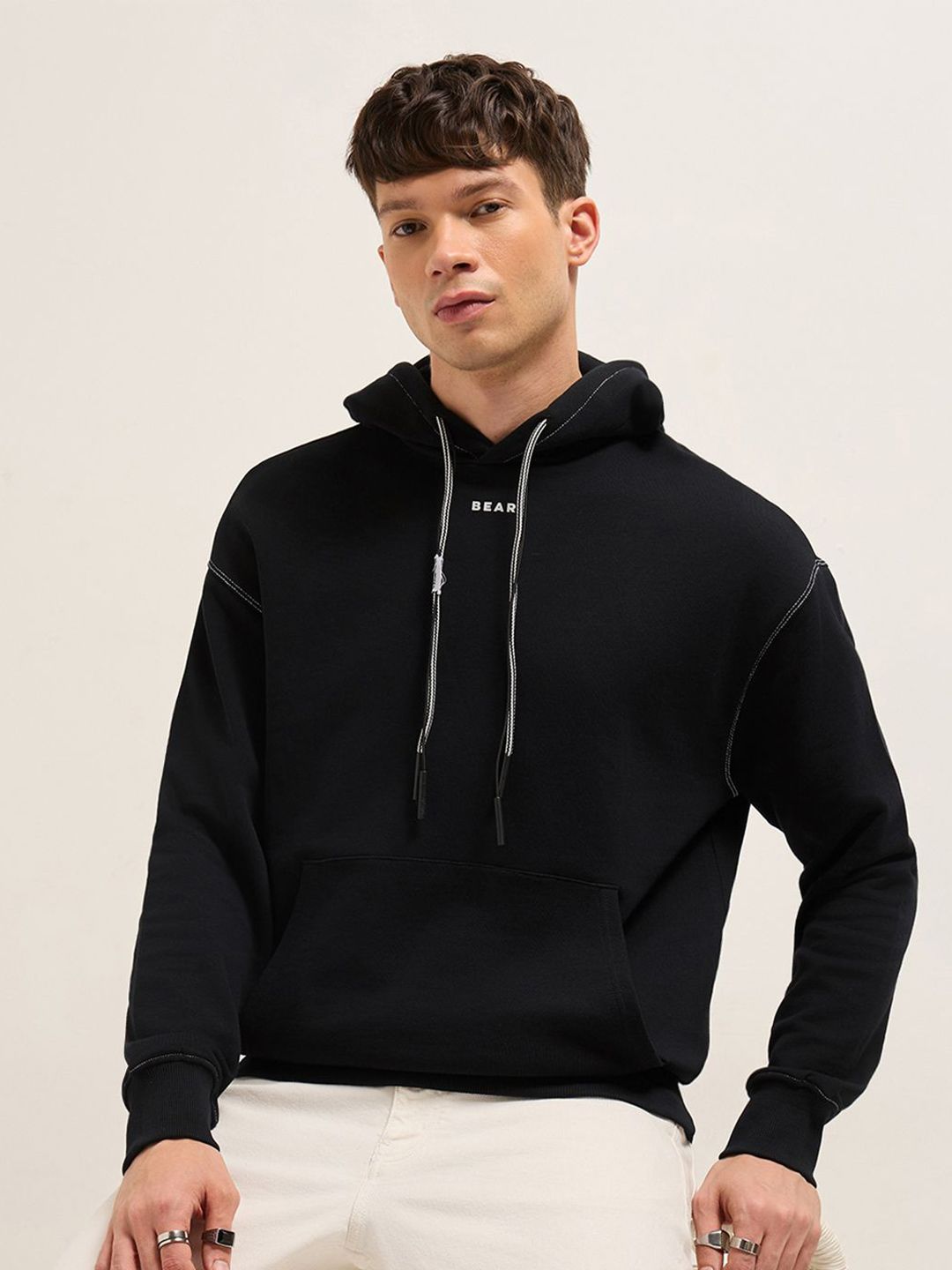 THE BEAR HOUSE Men Pure Cotton Hooded Sweatshirt