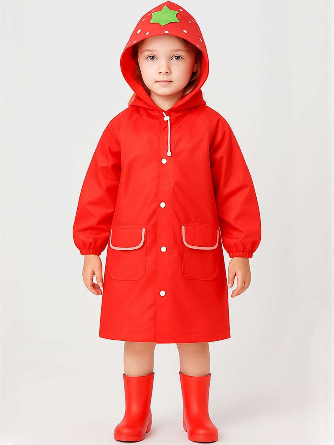 Bold N Elegant Kids Hooded Red Raincoat-picture-21