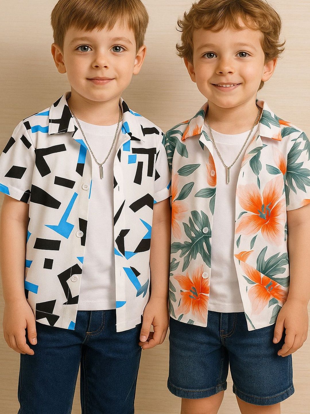 SHREE VANKIYA HANUMANJI FASHION Unisex Kids Pack of 2 Cotton Casual Shirt-picture-13