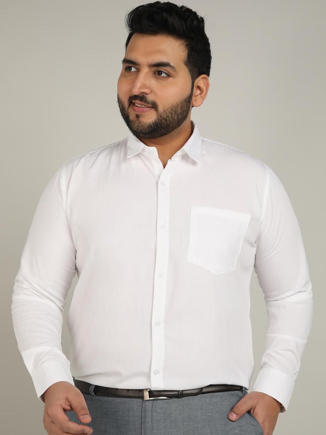 Metronaut Men Plus Size Solid Spread Collar Cotton Formal Shirt-picture-18