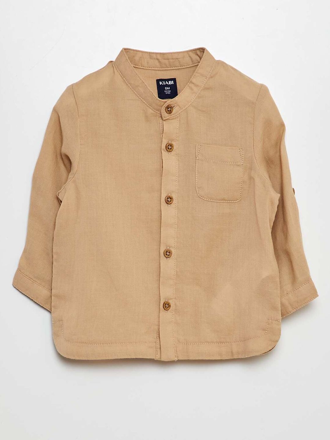 KIABI Boys Solid Band Collar Cotton Casual Shirt-picture-16