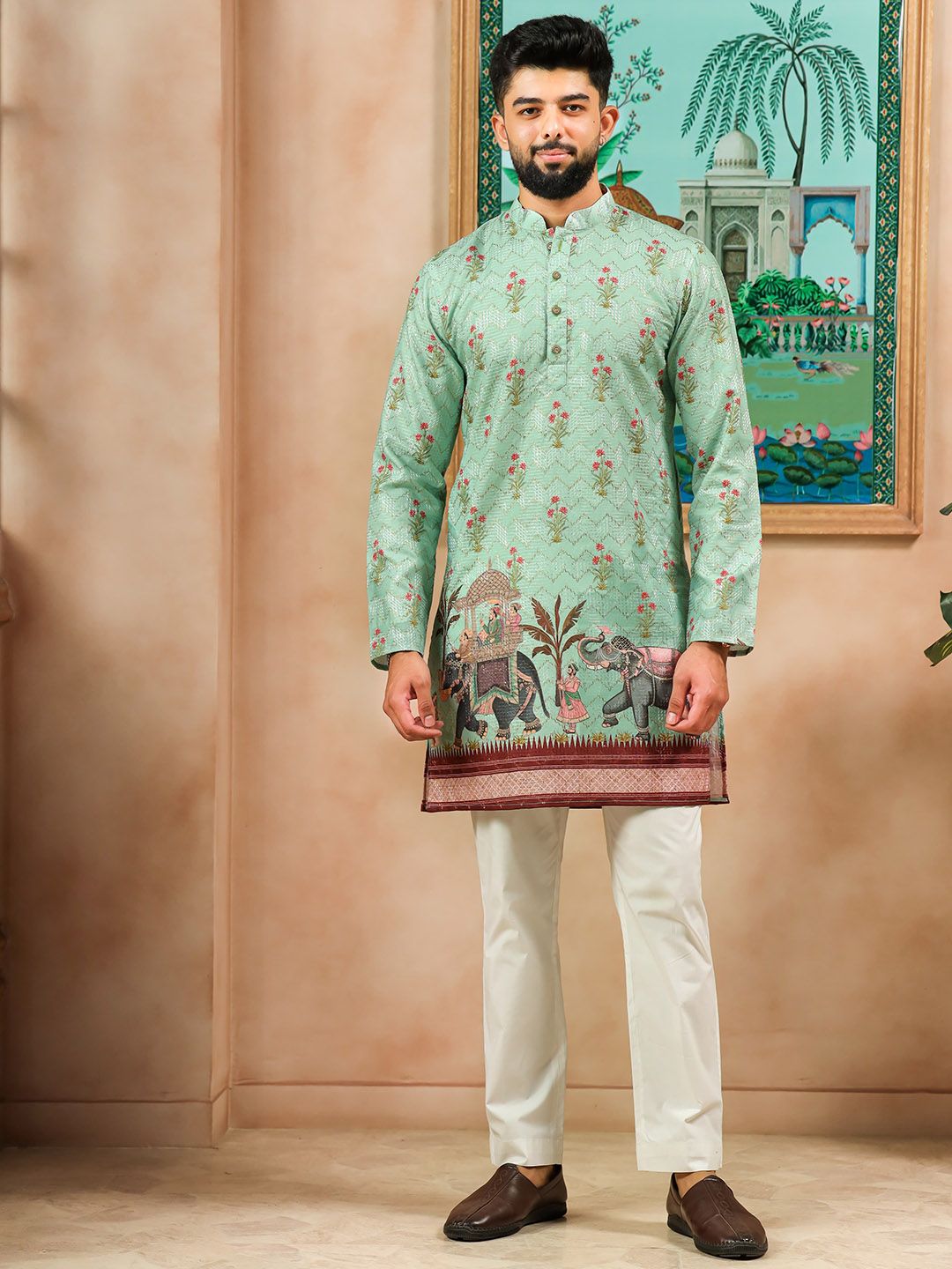 Koshin Men Ethnic Motifs Printed Kurta with Trouser-picture-21