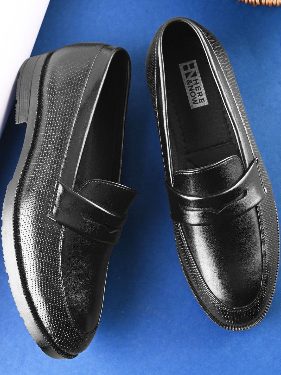 HERE&NOW Men Black Solid Penny Loafers-picture-53