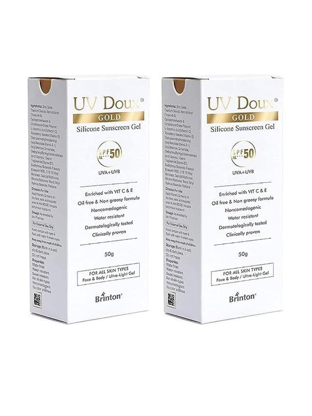 Brinton Set Of 2 UV Doux Gold Silicone Sunscreen Gel SPF 50 PA+++ - 50 g Each-image-13