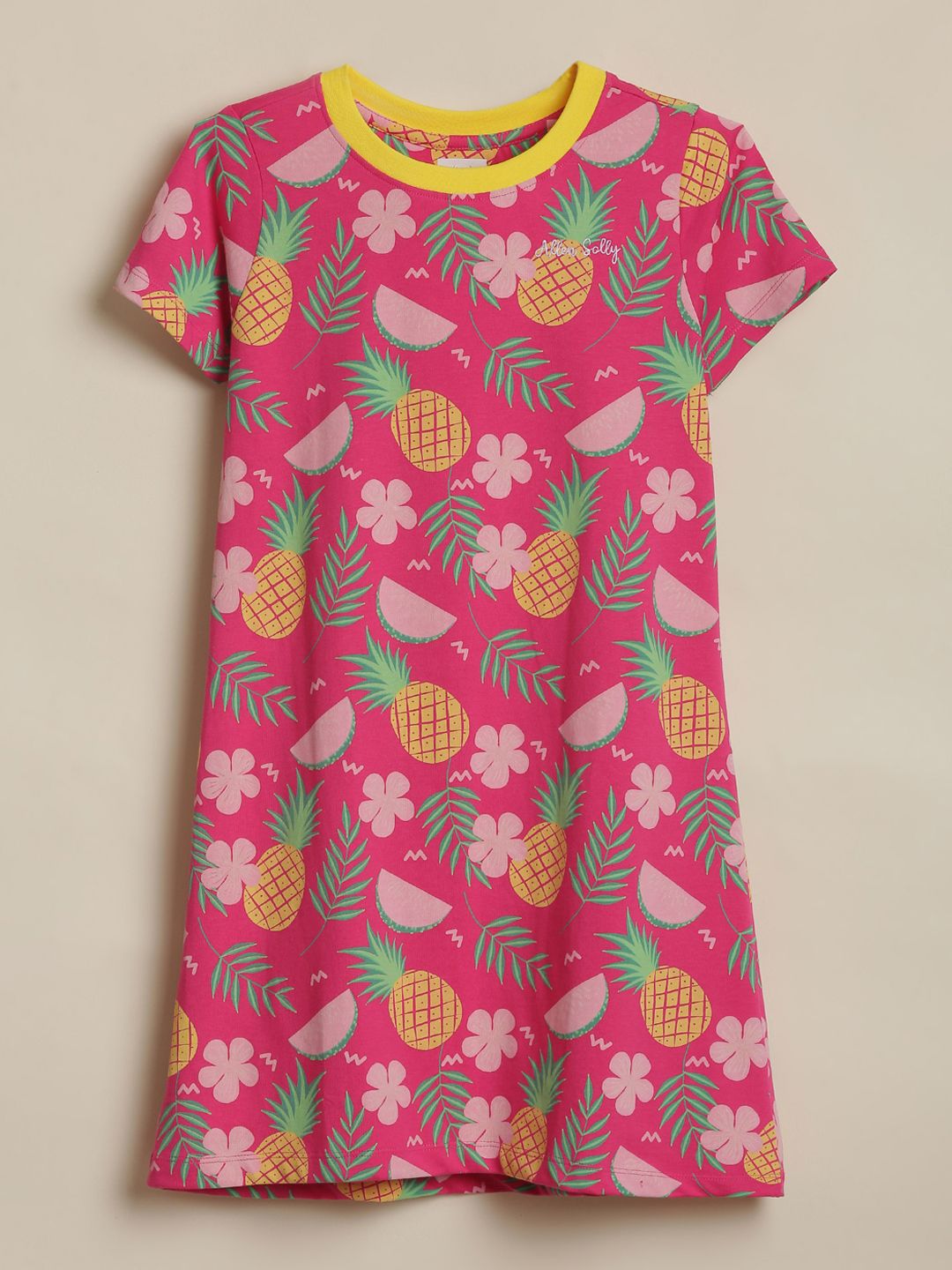 Allen Solly Junior Girls Conversational Printed Round Neck A-Line Dress-picture-17