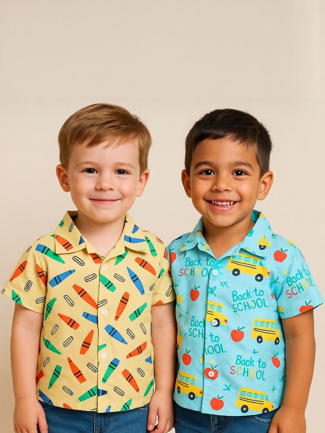 SHREE VANKIYA HANUMANJI FASHION Boys Pack of 2 Conversational Printed Casual Shirt-picture-31
