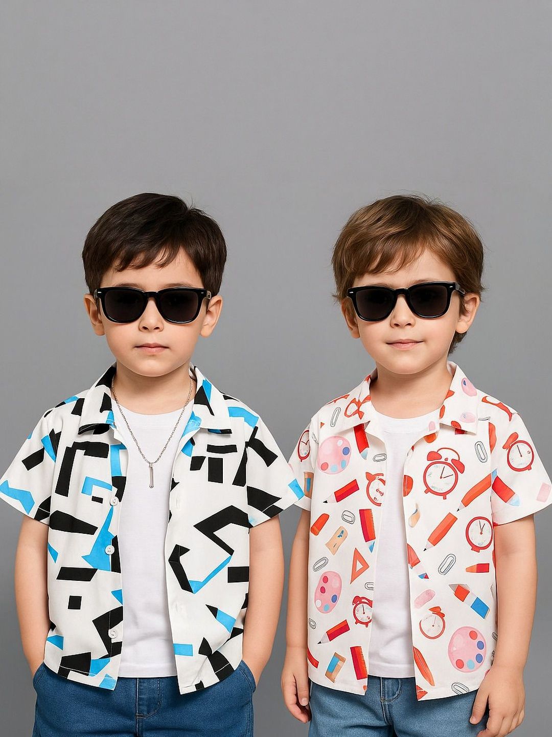SHREE VANKIYA HANUMANJI FASHION Boys pack of 2 Multicolour Printed Cotton Shirt-picture-47