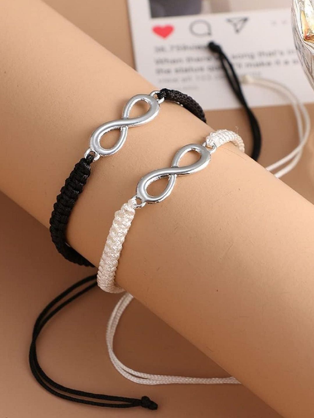 SK Enterprisess Unisex Set Of 2 Silver-Plated Infinity Love Wraparound Bracelets-image-23