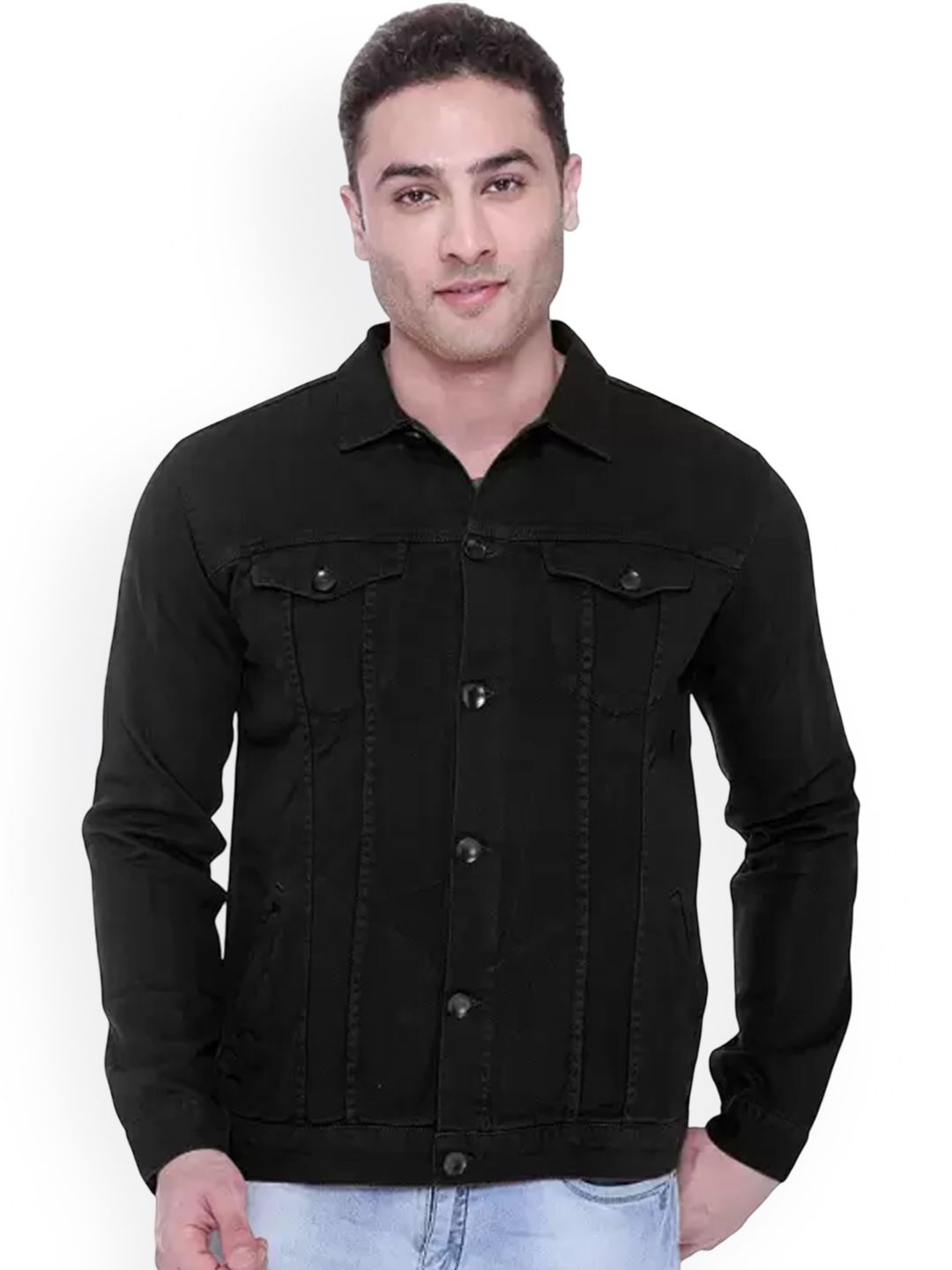 COMFITS Men Spread Collar Solid Cotton Denim Jacket-picture-12