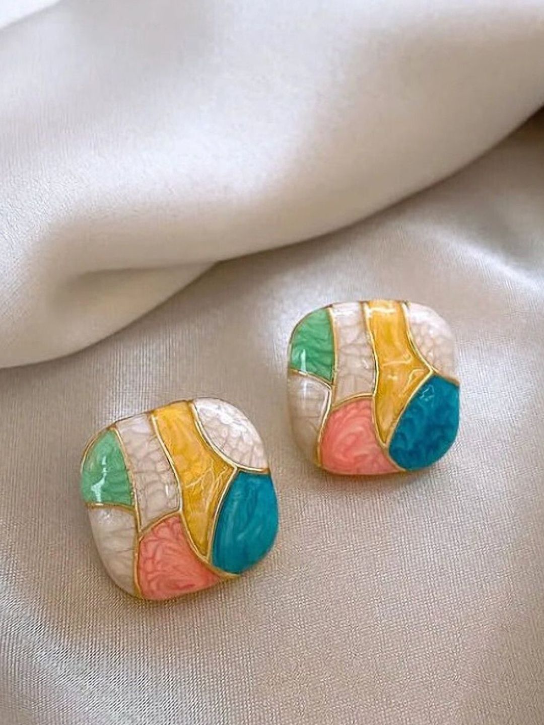 PASU FASHION Enamelled Square Shaped Studs-picture-50