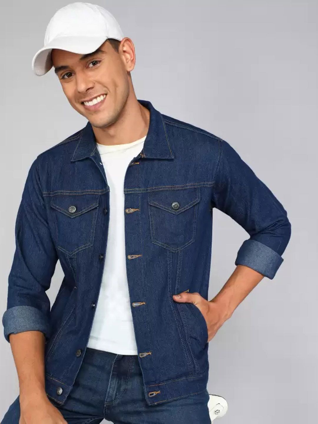COMFITS Men Spread Collar Solid Denim Jacket-picture-21