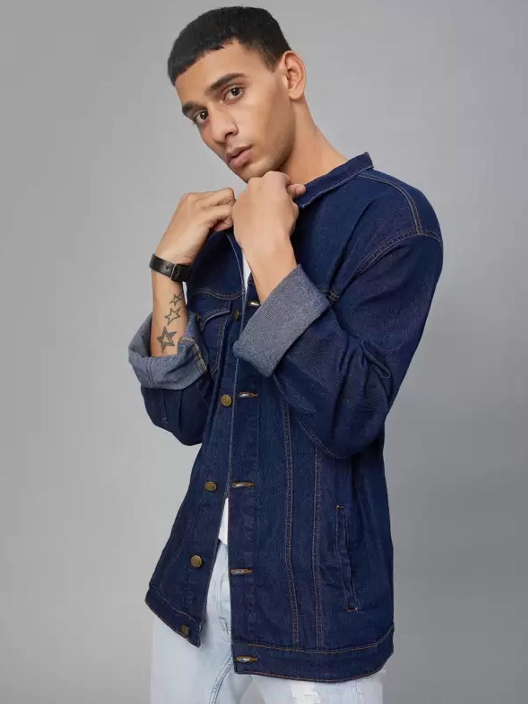 COMFITS Men Spread Collar Solid Denim Jacket-picture-20