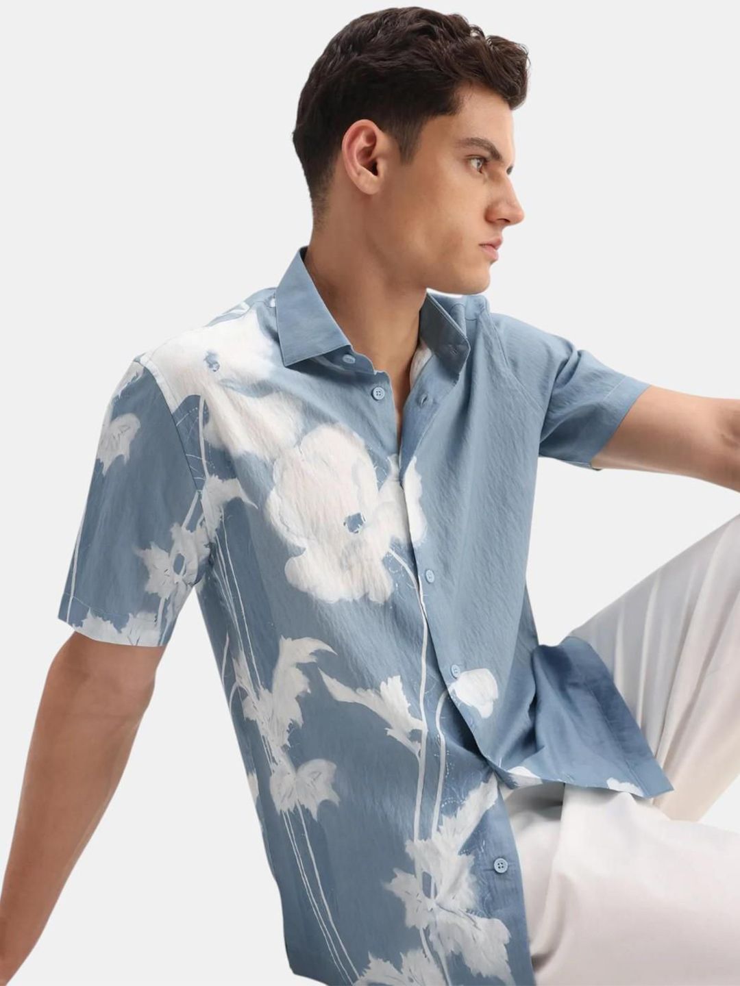 RARE RABBIT Men Comfort Relaxed Fit Floral Printed Spread Collar Casual Shirt-picture-24