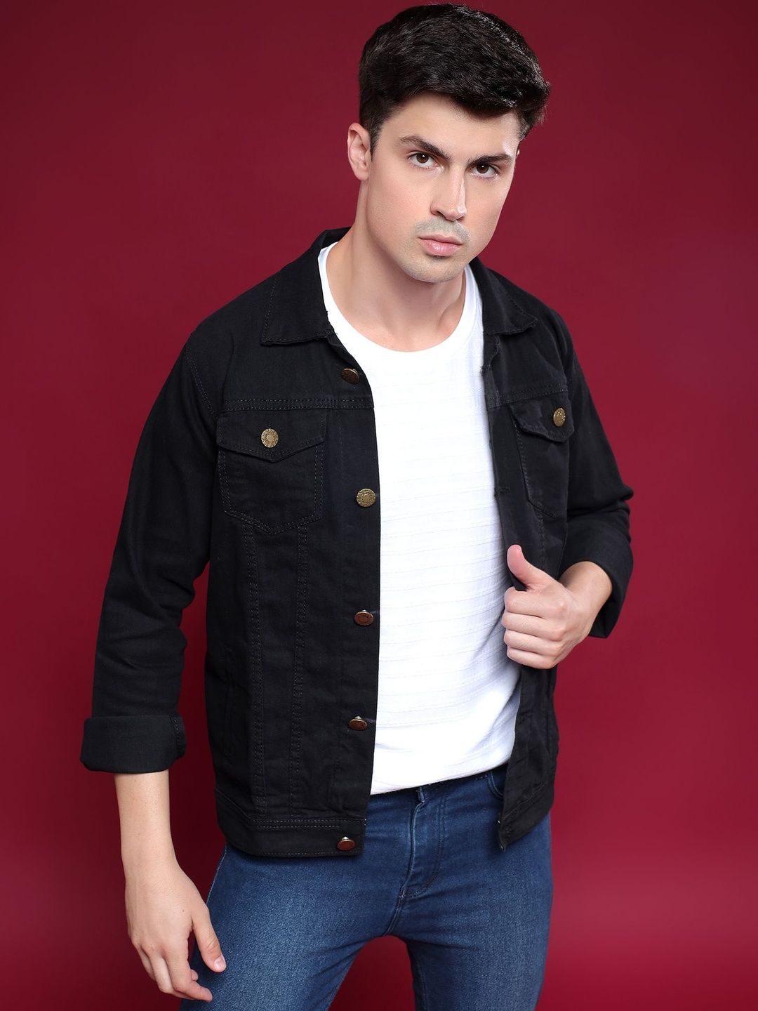 Mevan Men Black Regular Fit Denim Jacket-picture-20