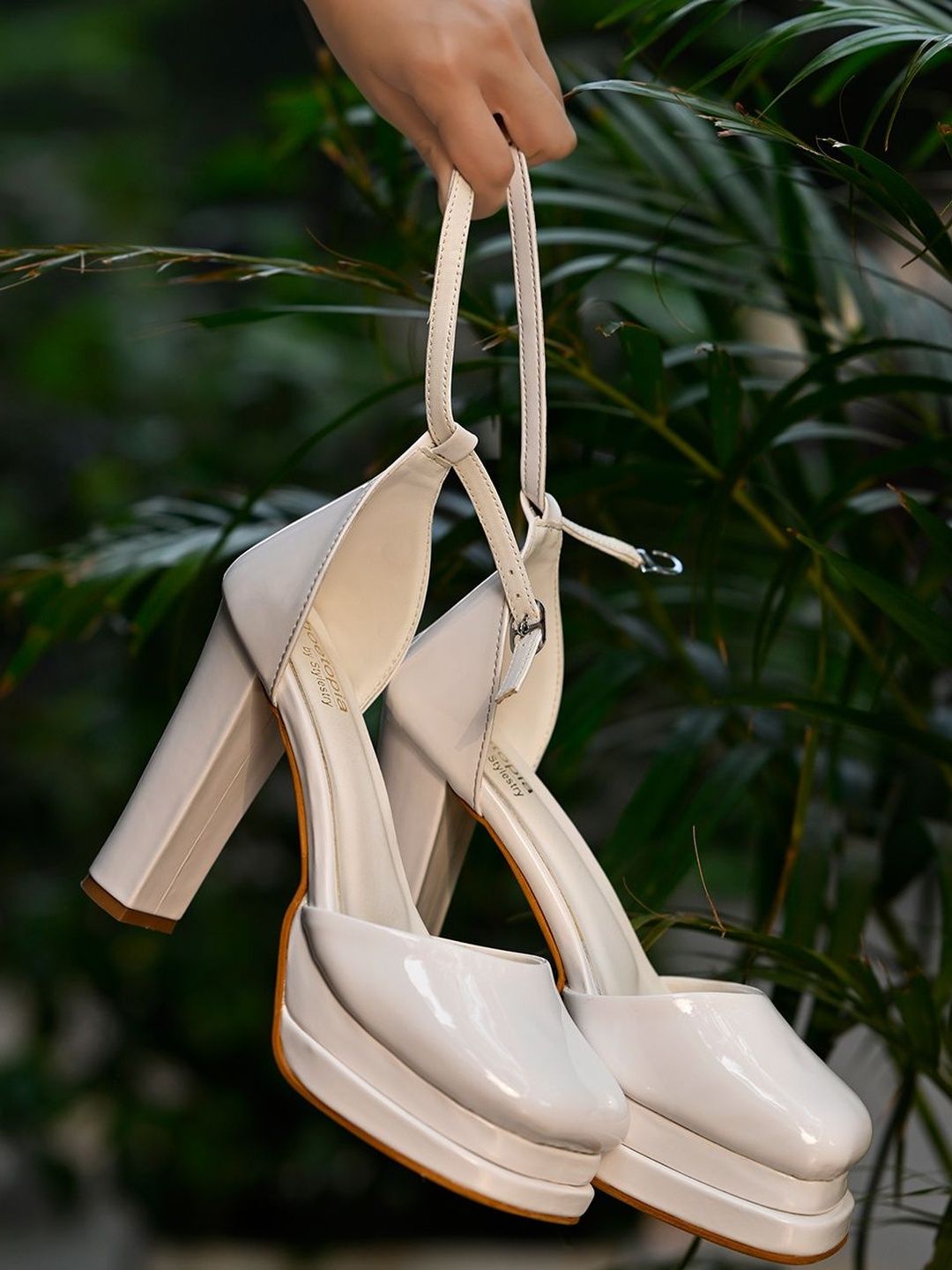 Stylestry Women Cream Block High Heels-picture-24