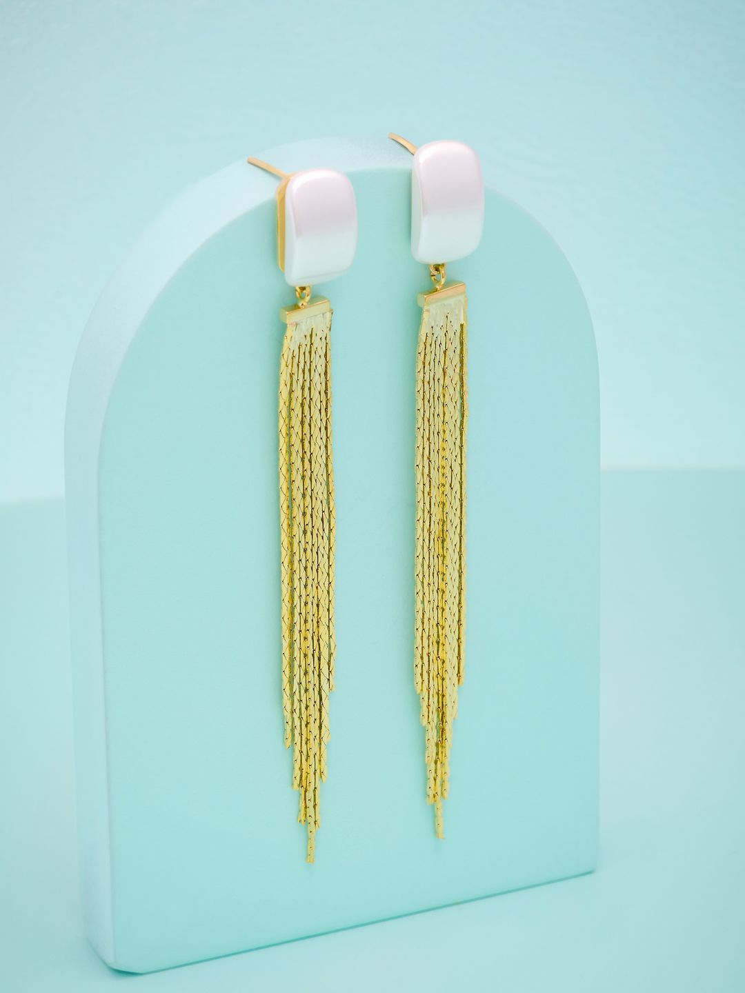 Kushal's Fashion Jewellery Gold-Plated Zircon Studded Classic Drop Earrings-picture-35