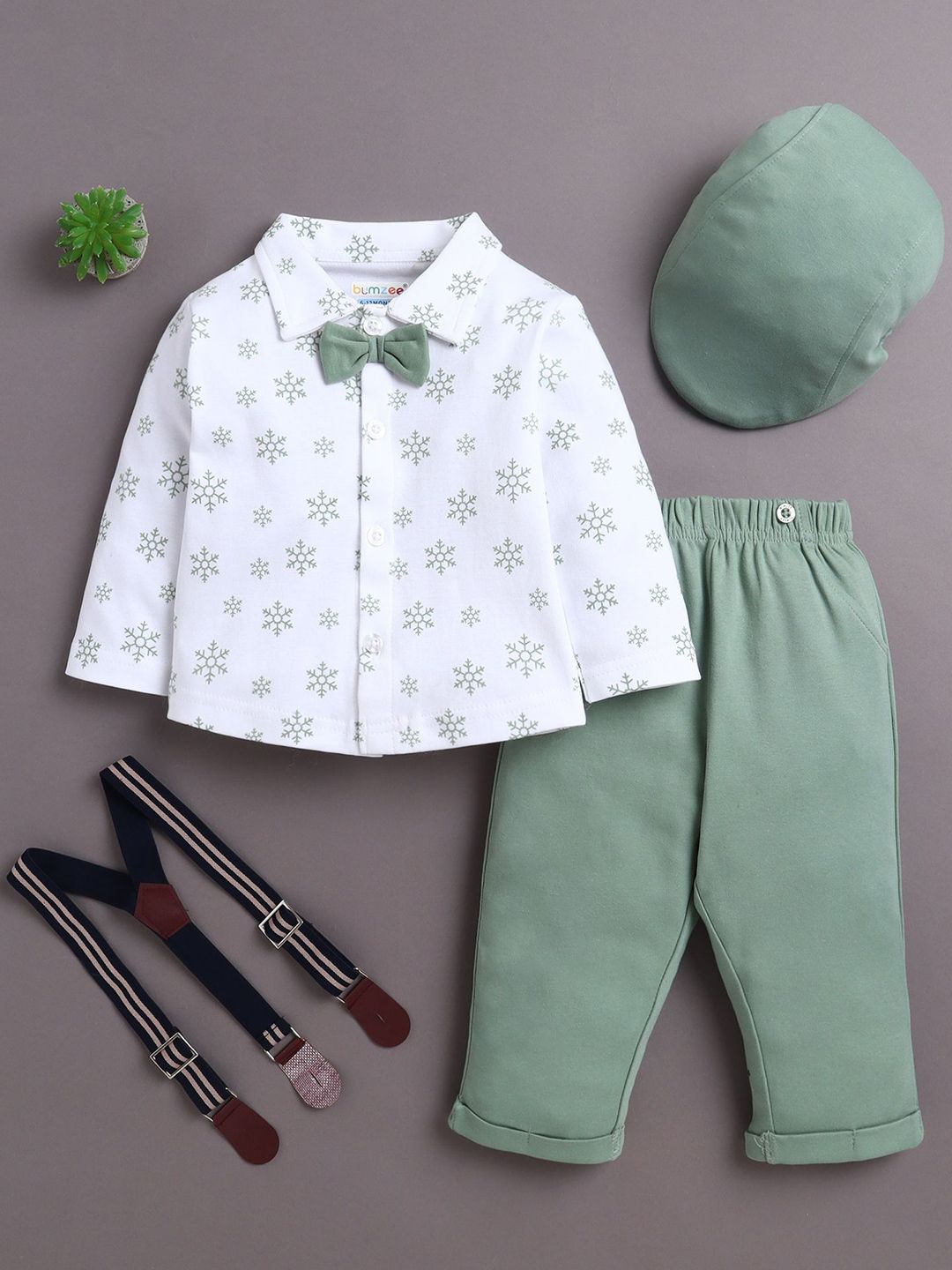 BUMZEE Boys Printed Pure Cotton Shirt With Trouser & Suspender & Cap-picture-27