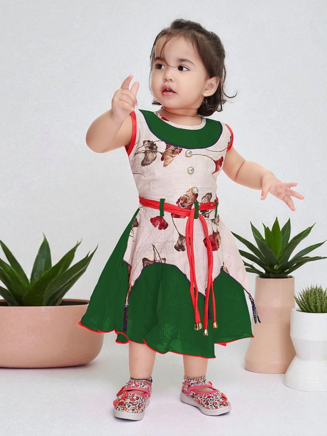 NEW GEN Girls Floral Printed A-Line Midi Dress-image-15