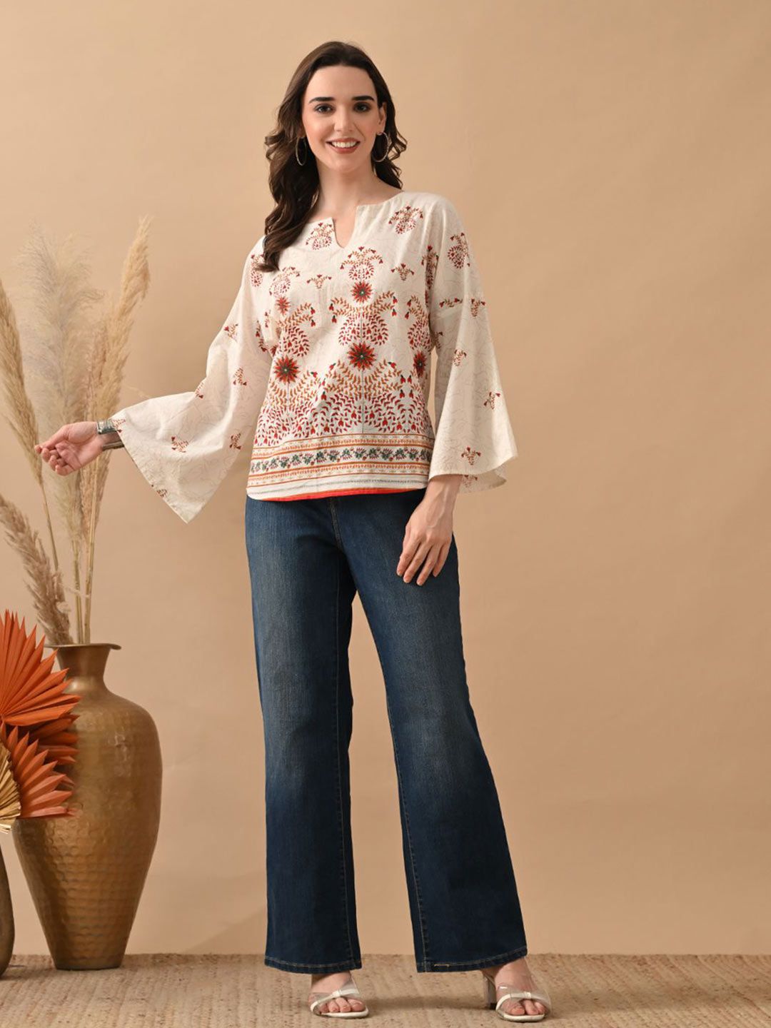 HARIKS Floral Printed Pure Cotton Straight Kurti-picture-37