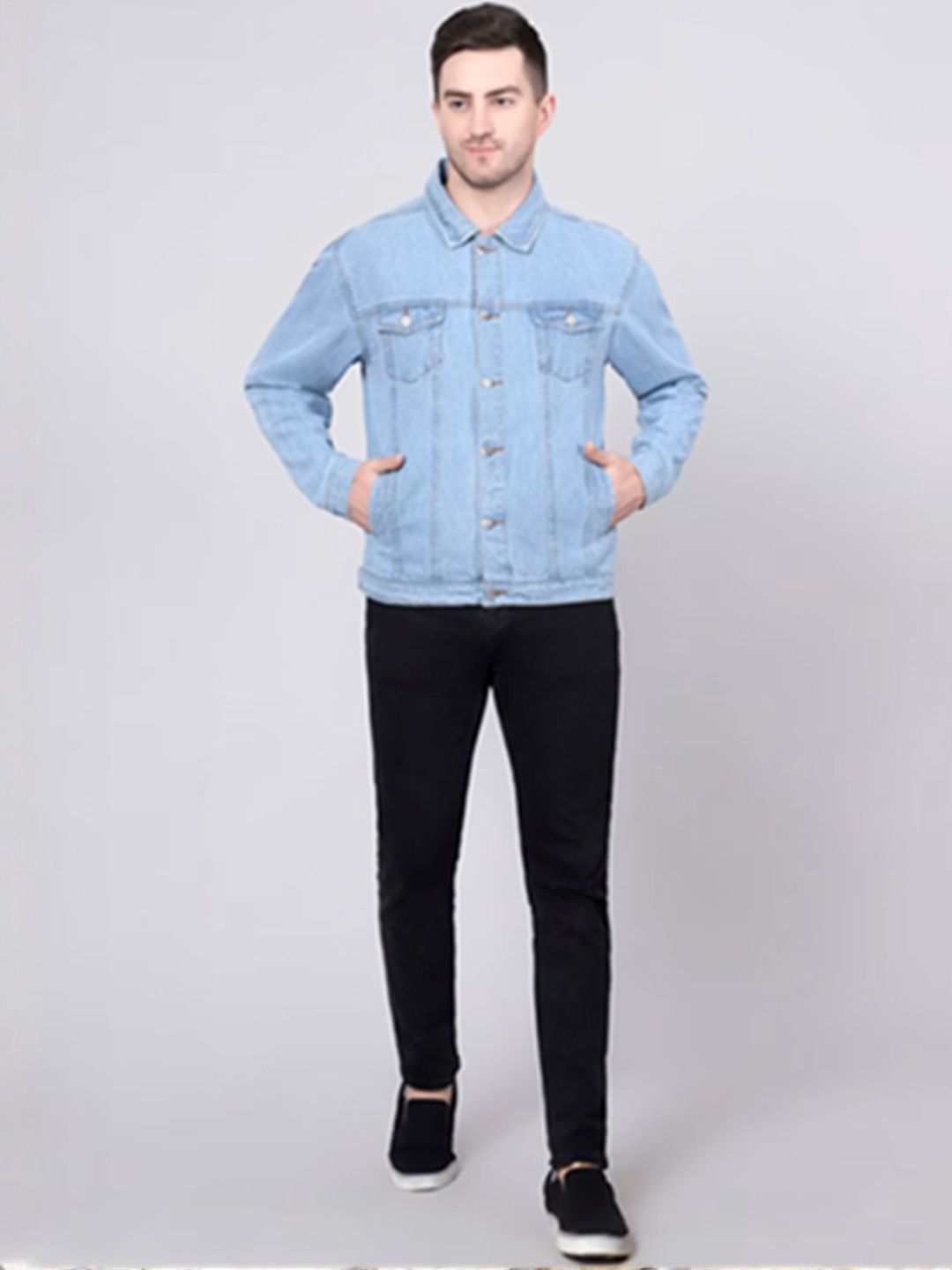 Mevan Men Sky Blue Outdoor Regular Fit Denim Jacket-picture-13