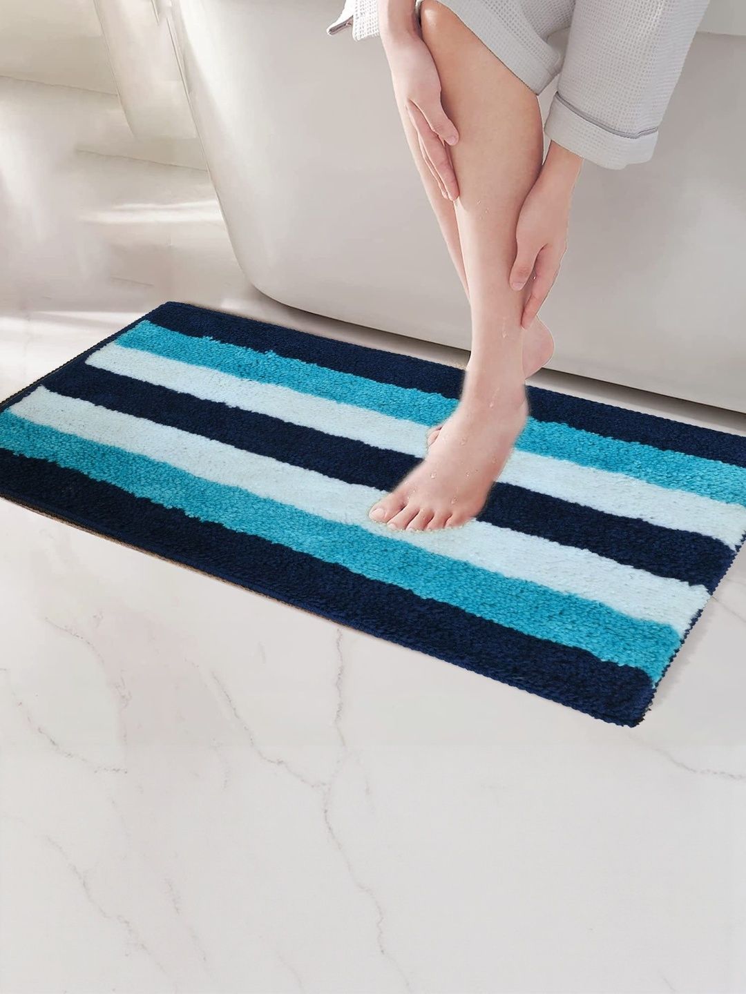 IVAZA Turquoise Blue Microfibre 1400 GSM Bath Rugs-image-31