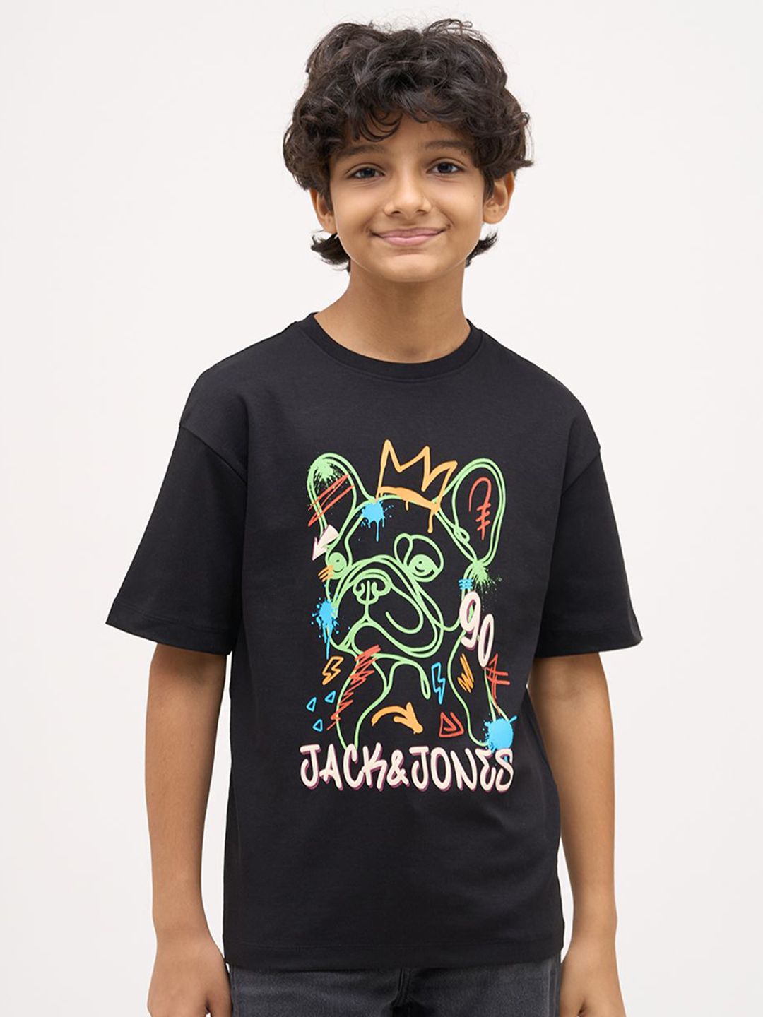 Jack & Jones Junior Boys Graphic Printed Round Neck Pure Cotton T-shirt-picture-40