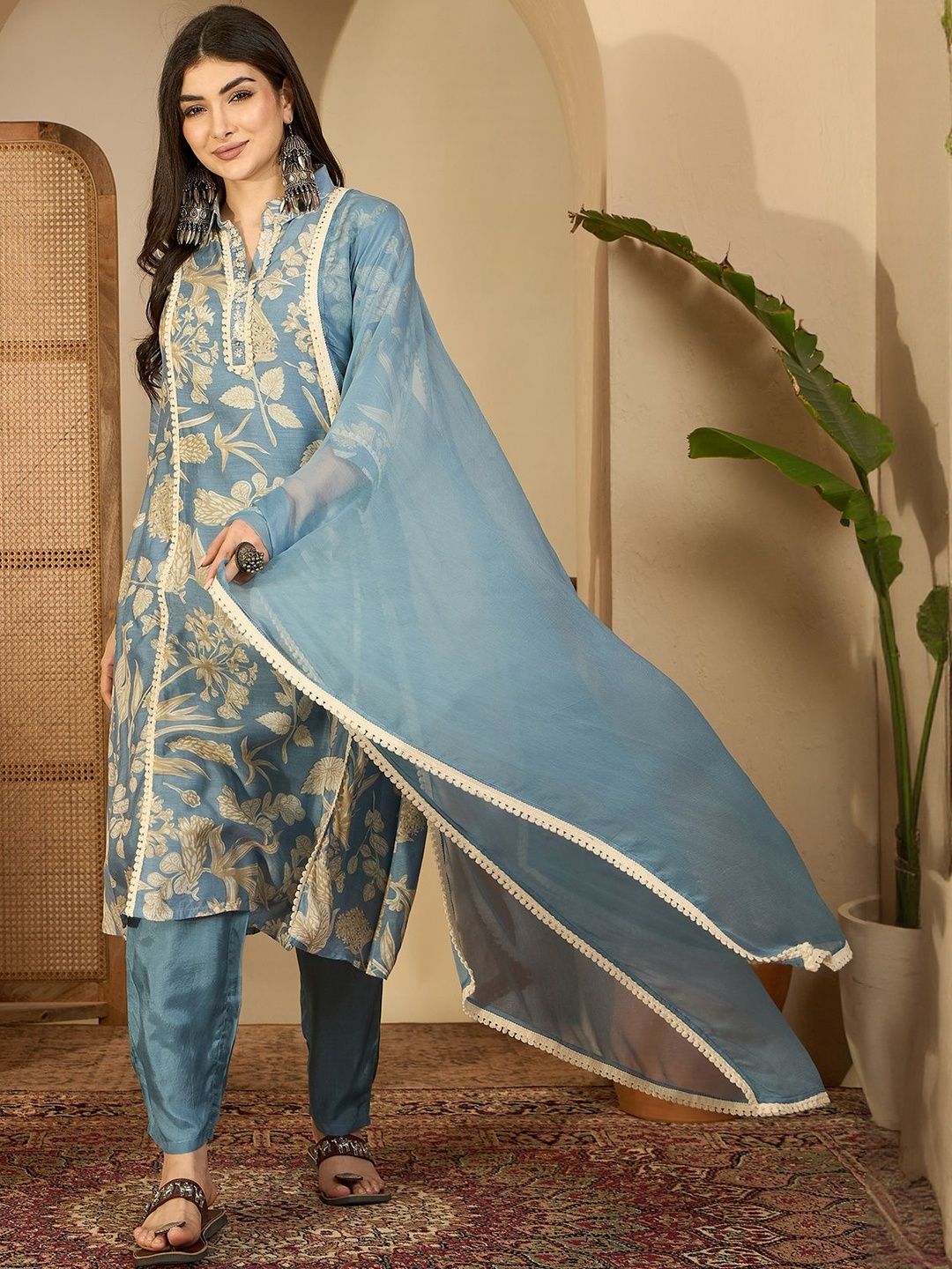 Sangria Women Printed Pure Cotton Kurta Sets With Dupatta-picture-26